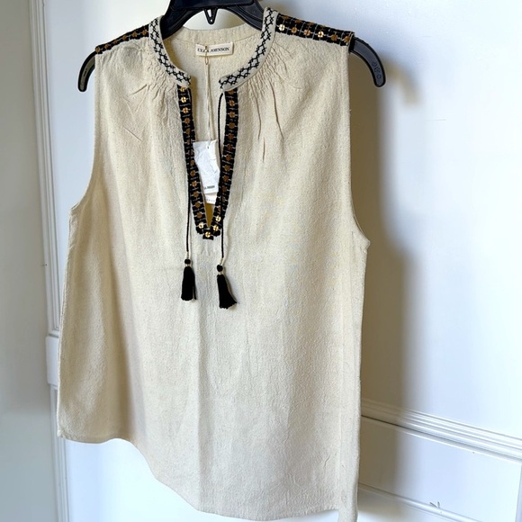Ulla Johnson Textured Silk Embroidered V-Neck Sleeveless
Tank Blouse Cream 4 NEW - Picture 3 of 15